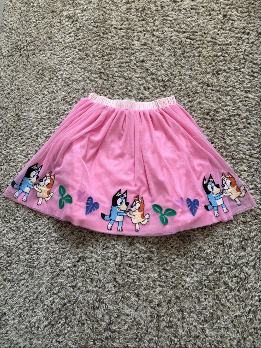 Hanna Andersson Pink Tulle Skirt with Cartoon Character Trim